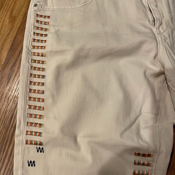 Pilcro NWT Ivory Multi Color-Accented Slim Boyfriend Jeans in 33 - Picture 12 of 14